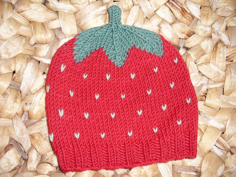 Erdbeermütze - Babymütze Aus 100% Wolle in Wunschgröße Handgestrickt von BerryBox