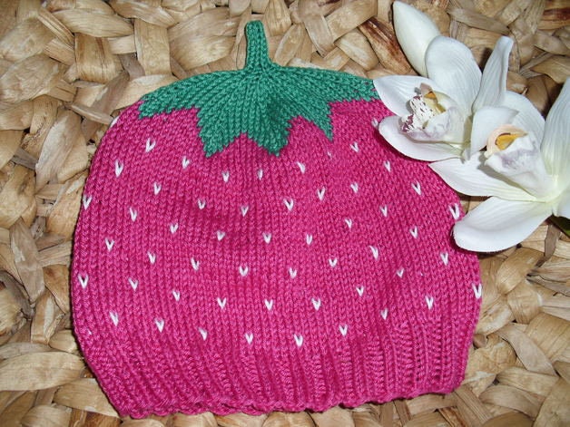Erdbeermütze Himbeere - Baby- Und Kindermütze Aus 100% Baumwolle in Vielen Größen Handgestrickt Erdbeermütze Himbeere - Baby- Und Kindermütze Aus 100% Baumwolle in Vielen Größen Handgestrickt von BerryBox