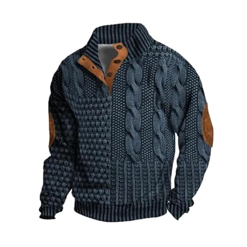 Berrynight Herren Casual Retro Kaschmir Stehkragen Knopf Sweatshirt Stilvolle Vintage Tops Knöpfe Langarm Pullover, blau, Small Berrynight Herren Casual Retro Kaschmir Stehkragen Knopf Sweatshirt Stilvolle Vintage Tops Knöpfe Langarm Pullover, blau, Small von Berrynight