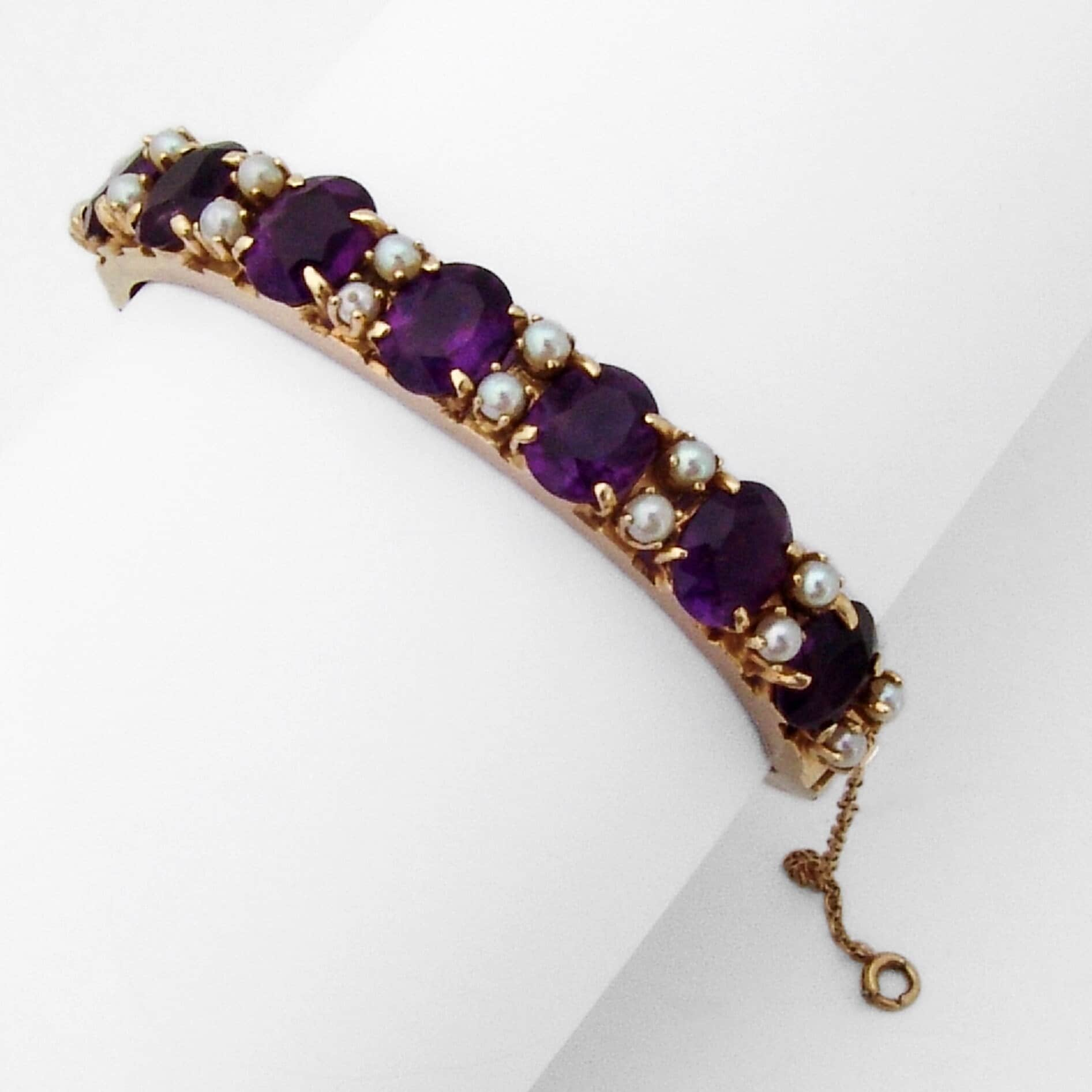 Amethyst Perle Manschette Armband 14K Gelbgold von BerrysGems