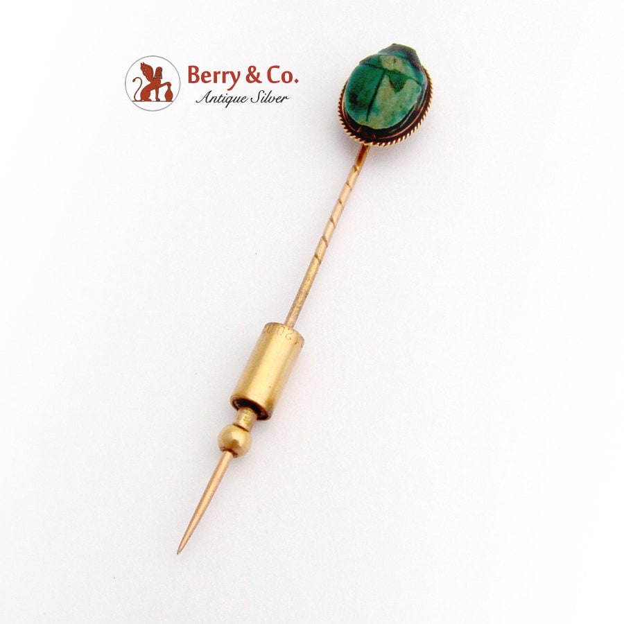 Antike Skarabäus Anstecknadel 14K Gelbgold von BerrysGems