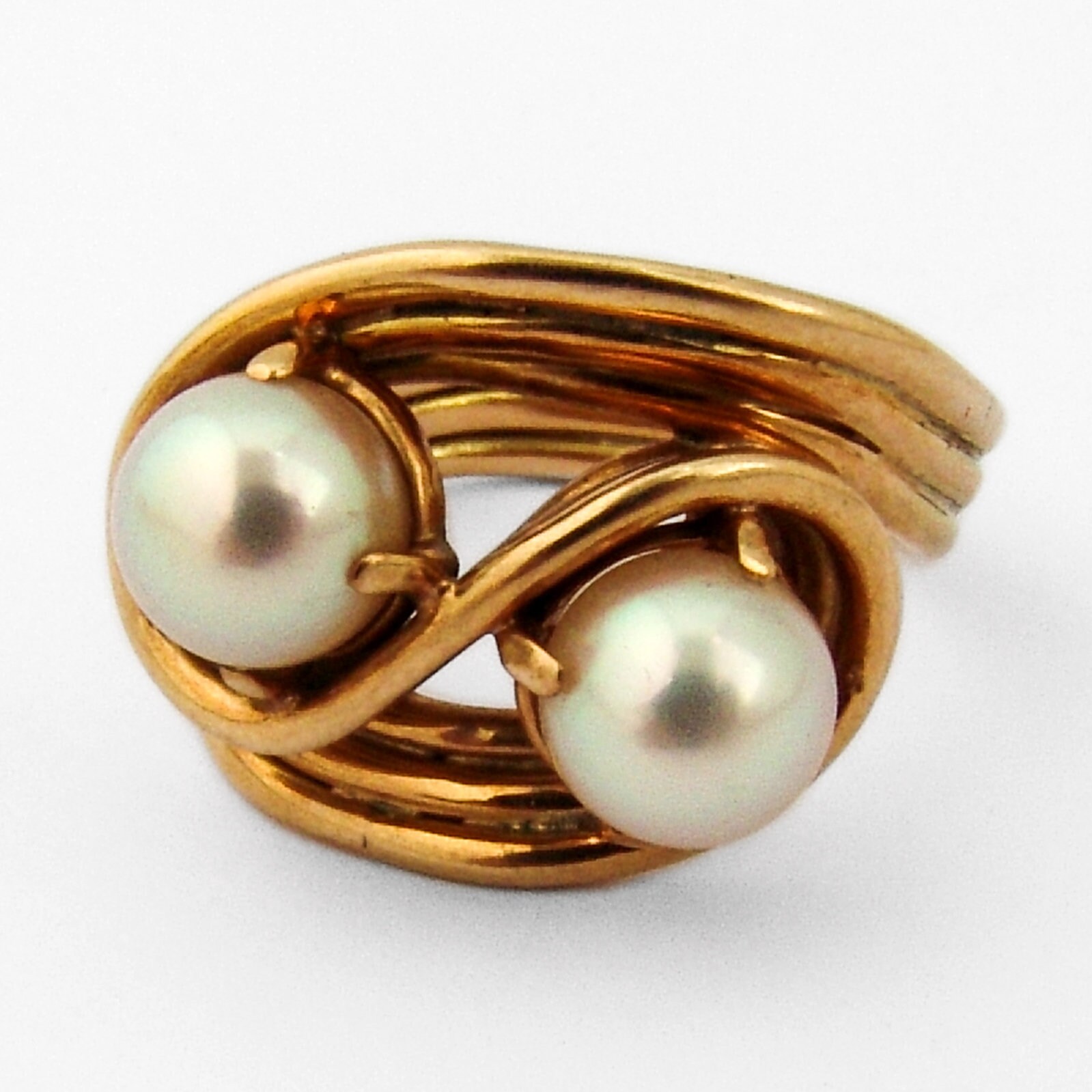 Doppelperle Swirl Ring 14K Gelbgold von BerrysGems