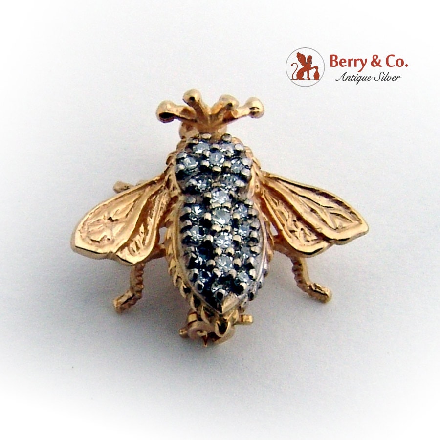 Figurale Bug Insekt Pin Single Cut Diamanten 14K Gelbgold Figurale Bug Insekt Pin Single Cut Diamanten 14K Gelbgold von BerrysGems