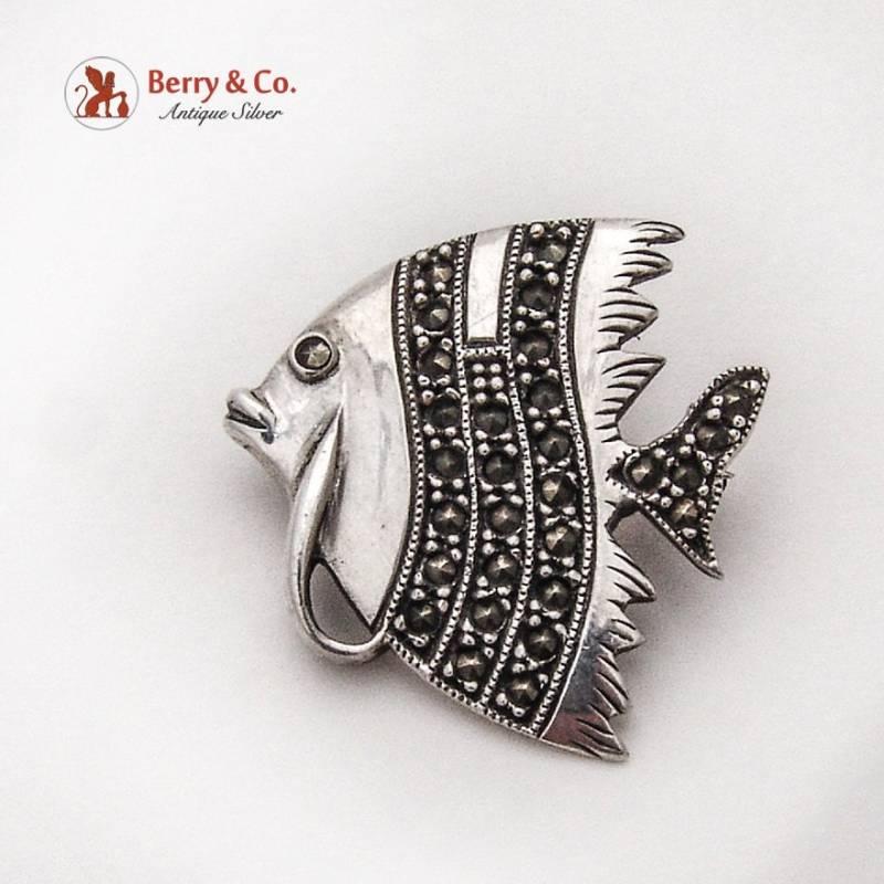 Figurale Fisch Brosche Anstecknadel Markasiten Sterling Silber Figurale Fisch Brosche Anstecknadel Markasiten Sterling Silber von BerrysGems