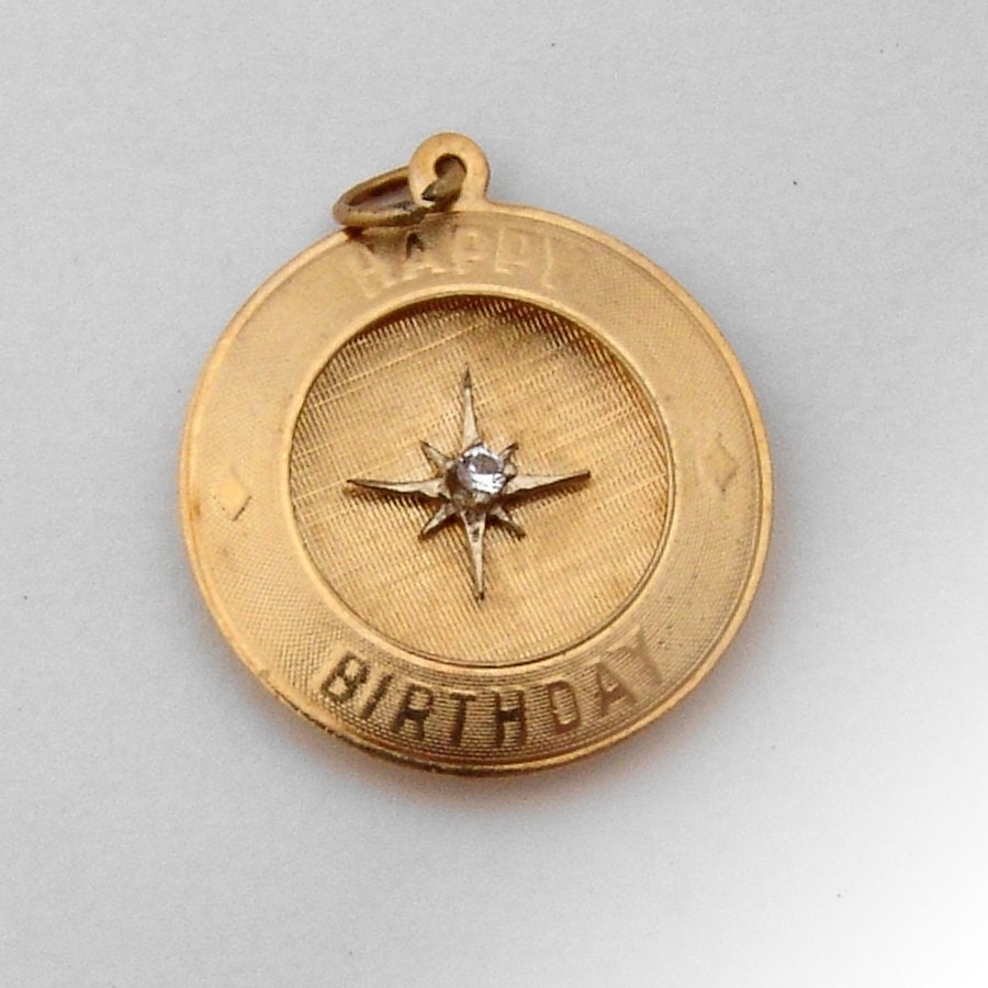 Happy Birthday Medaillon Charm Diamant Akzent 14 K Gold von BerrysGems
