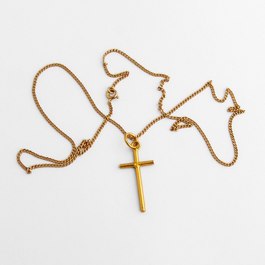 Kreuz Anhänger Kette Halskette 18K Gold 14K von BerrysGems