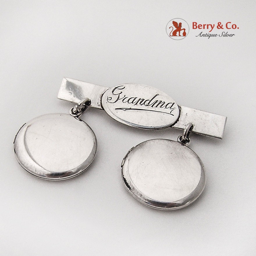Oma Bar Brosche Runde Locket Charms Sterling Silber Oma Bar Brosche Runde Locket Charms Sterling Silber von BerrysGems