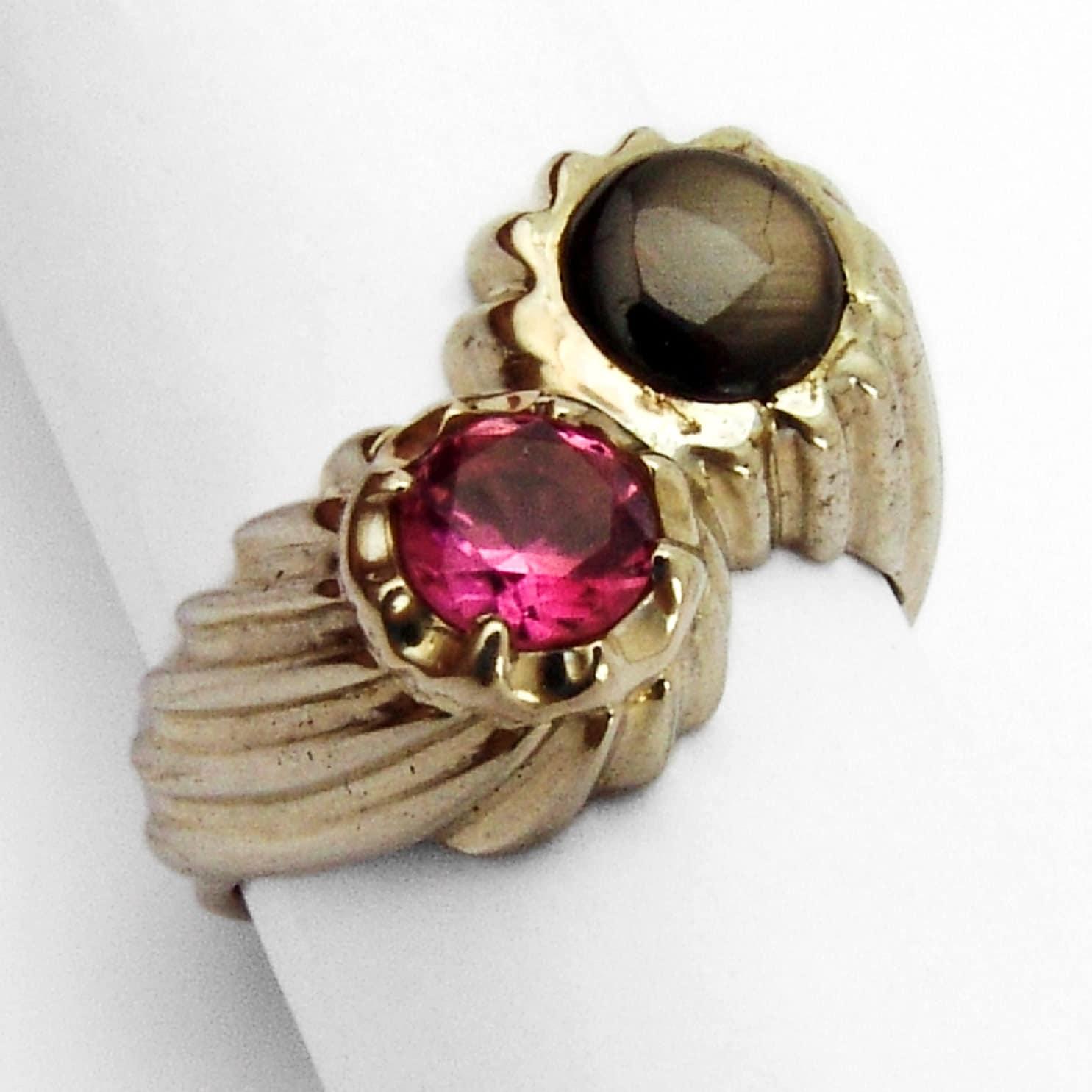 Turmalin Schwarz Stern Saphir Ring 14K Weißgold von BerrysGems