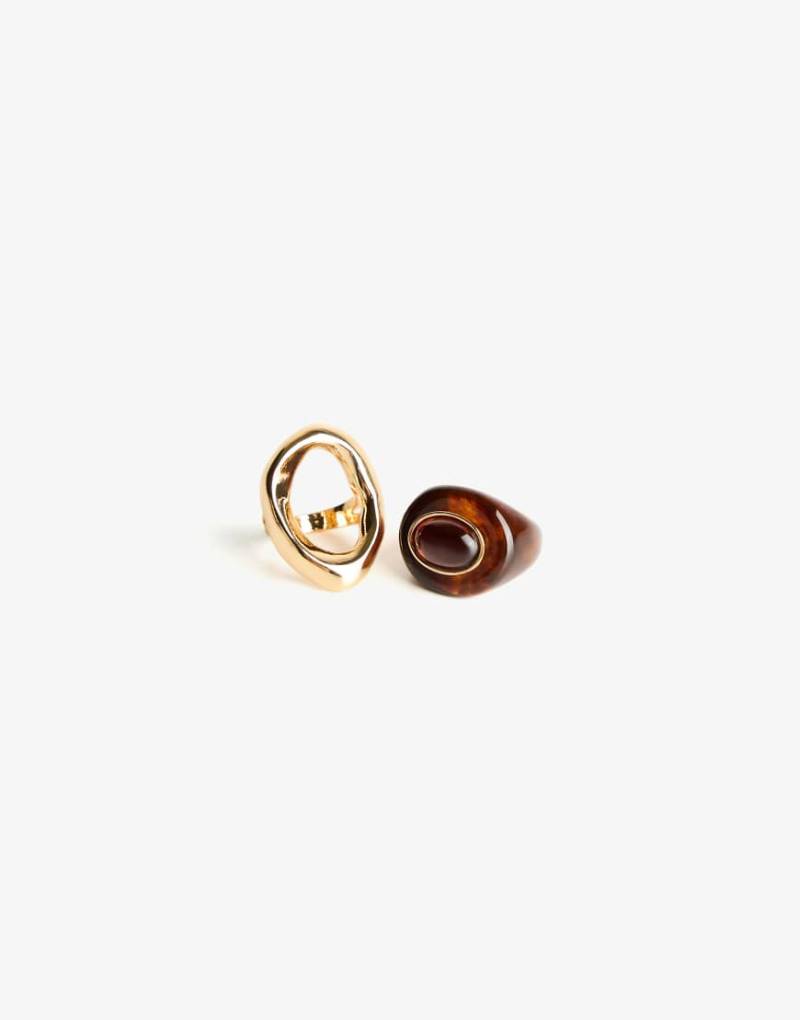 Bershka - 2er-Pack Ringe in Braun-Brown von Bershka