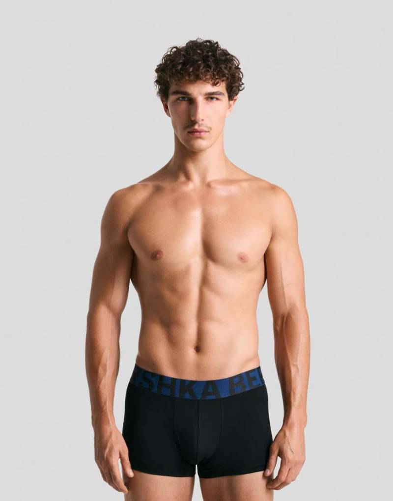 Bershka - 3er-Pack Boxershorts in Jeansblau mit breitem Bund von Bershka