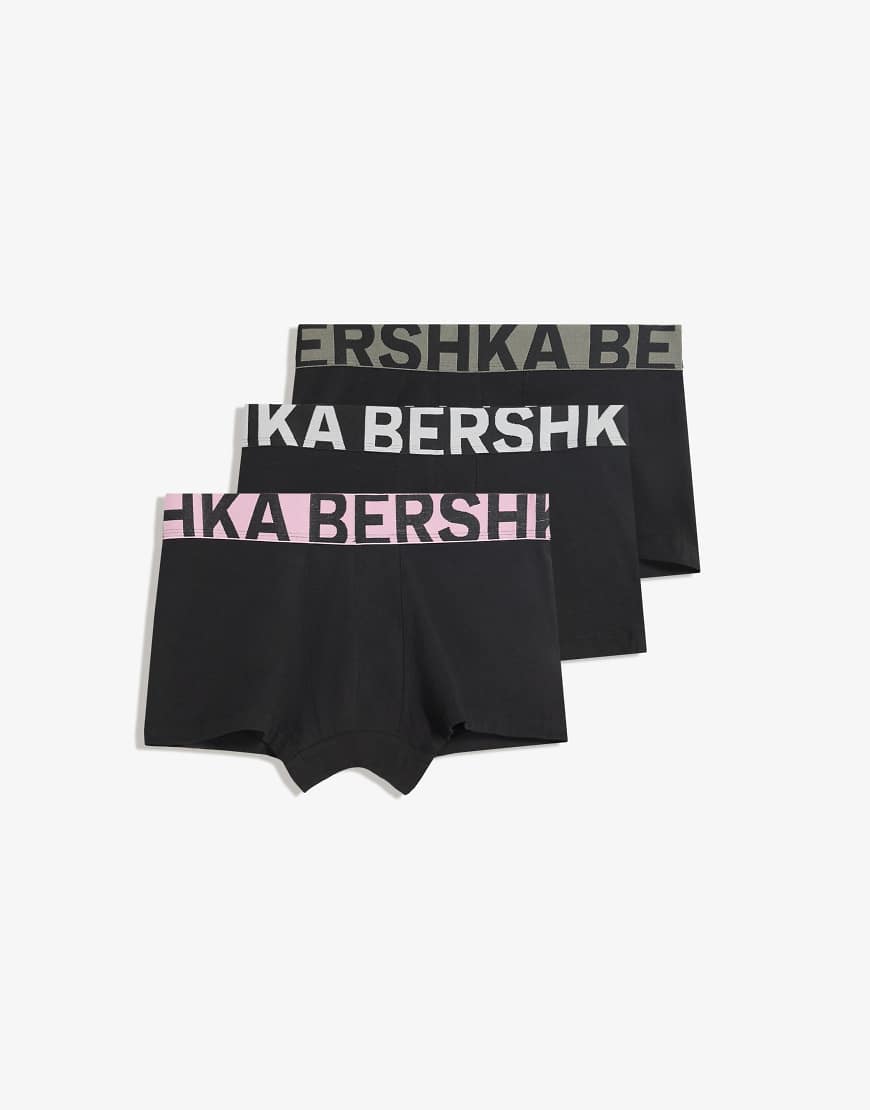 Bershka - 3er-Pack Boxershorts in Rosa mit breitem Bund von Bershka