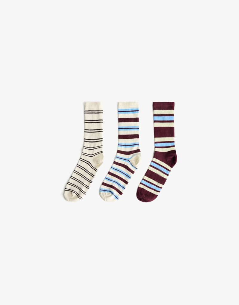 Bershka - 3er-Pack Socken in Braun gestreift-Brown von Bershka