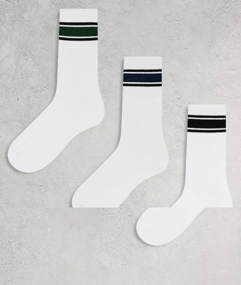 Bershka - 3er-Pack Socken in Weiß mit Streifen von Bershka