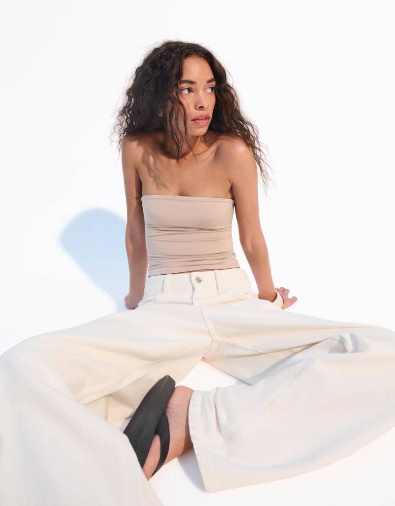 Bershka Bandeau-Top Damen L Camel von Bershka