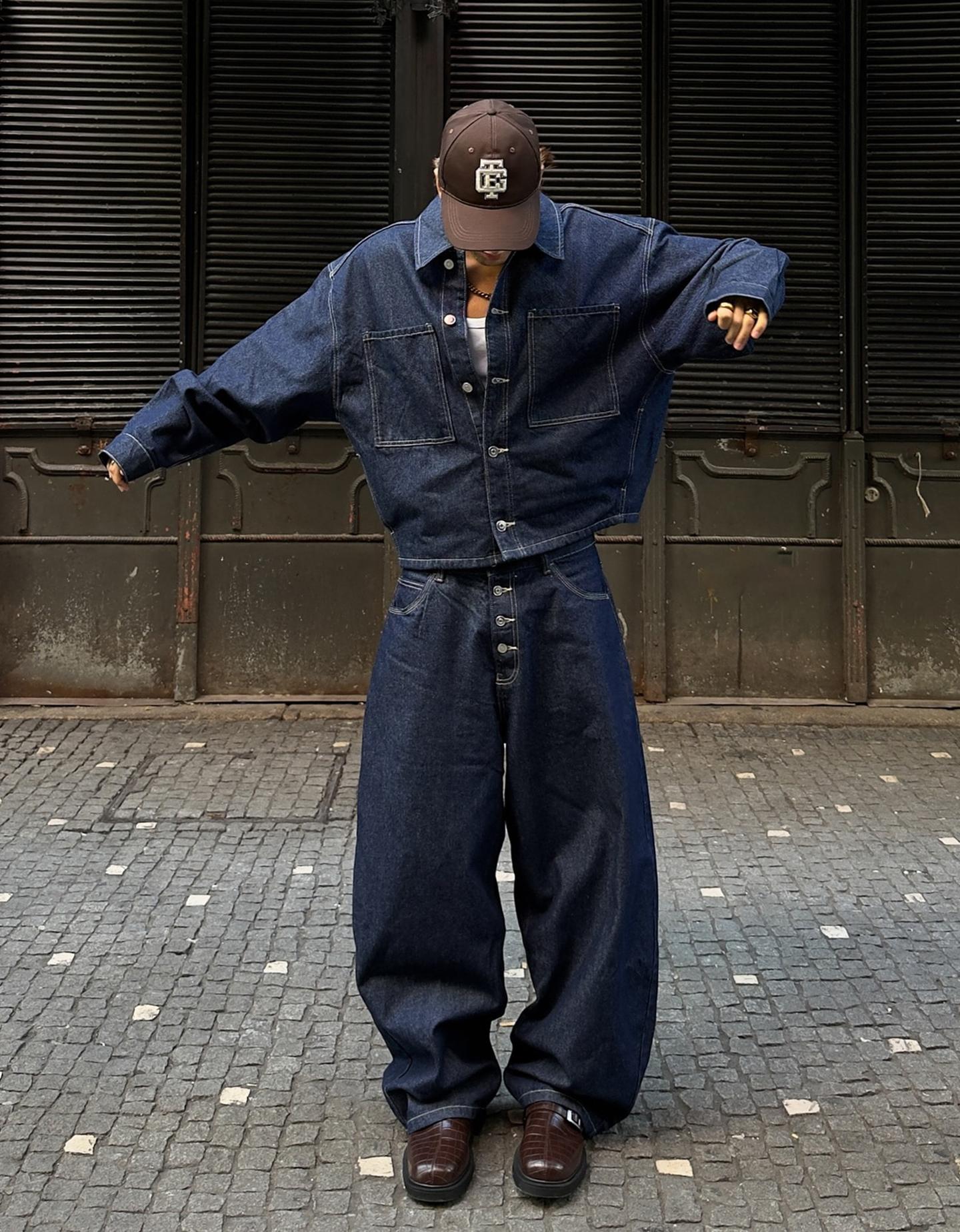 Bershka Barrel-Jeans Herren 42 Marinenblau von Bershka