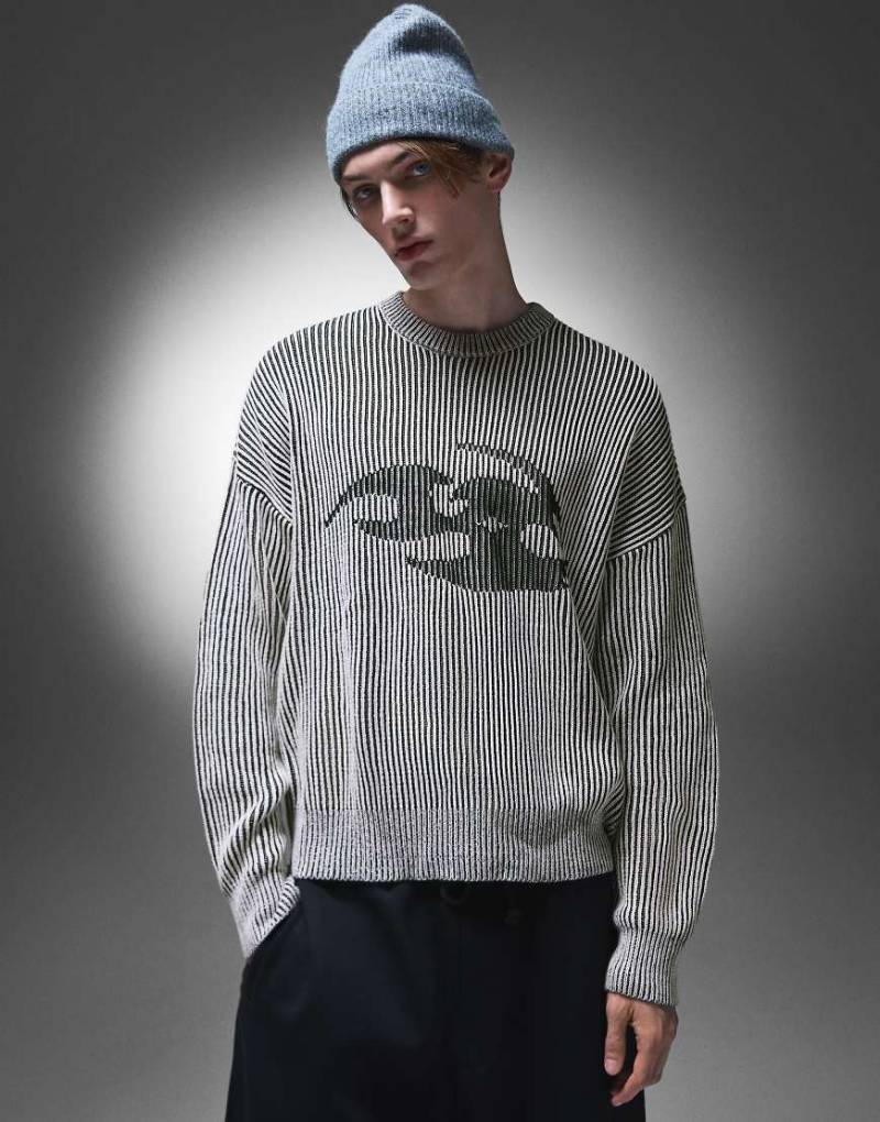 Bershka - Bedruckter Pullover in Grau von Bershka