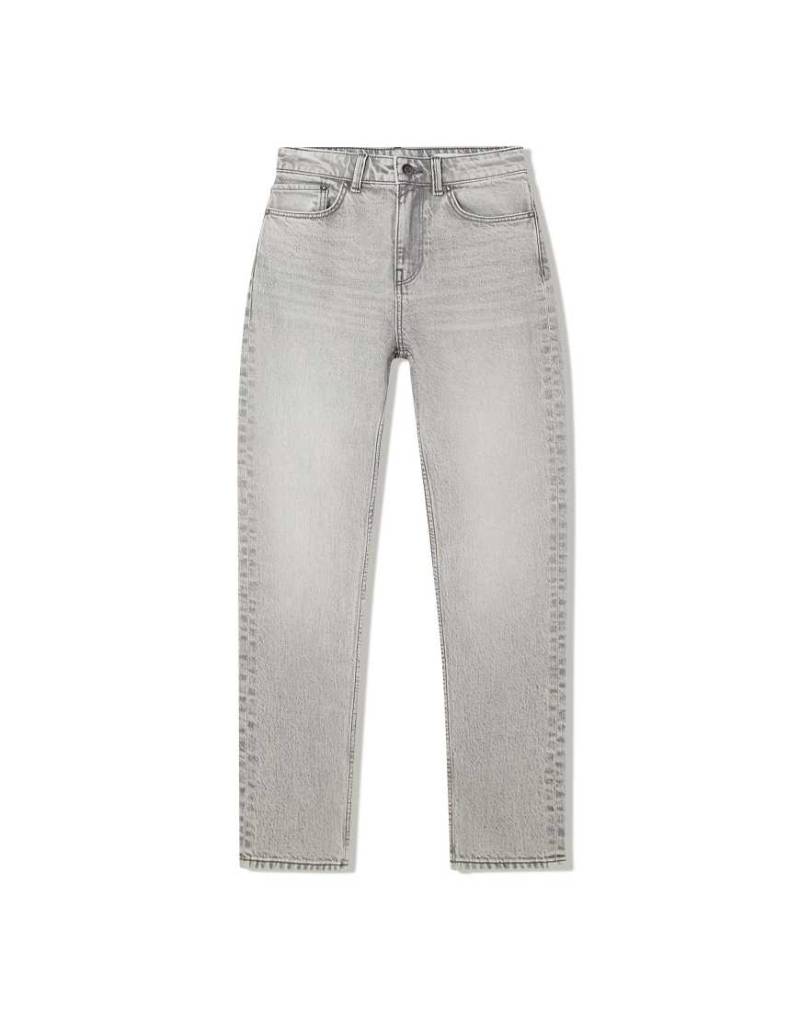 Bershka - Bequeme Mom-Jeans in Hellgrau mit hohem Bund von Bershka