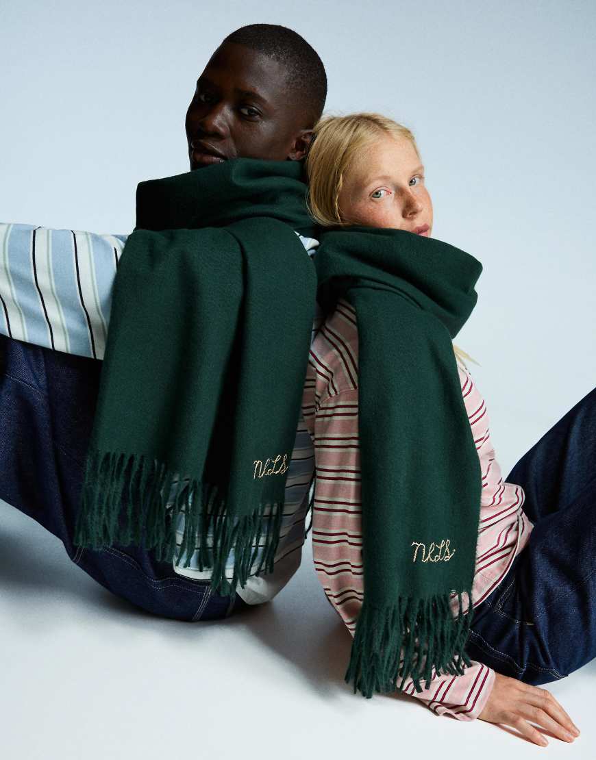 Bershka - Unisex-Schal in Grün mit Stickerei Bershka - Unisex-Schal in Grün mit Stickerei von Bershka