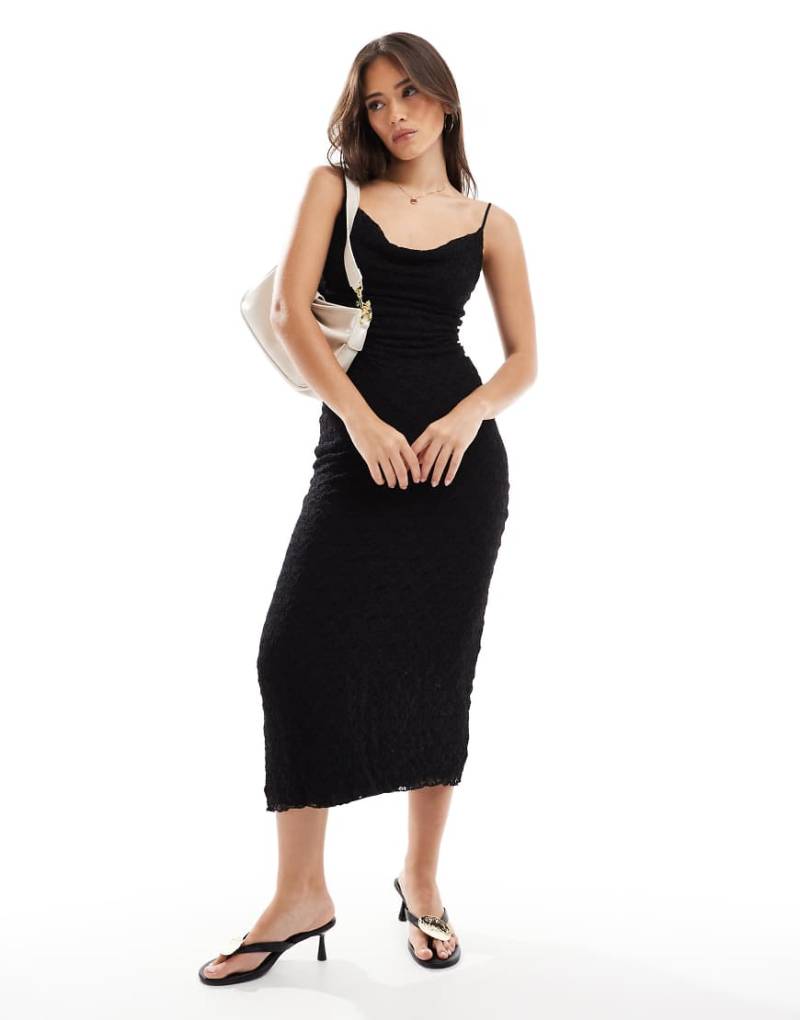 Bershka - Blonde - Midikleid aus Spitze in Schwarz von Bershka