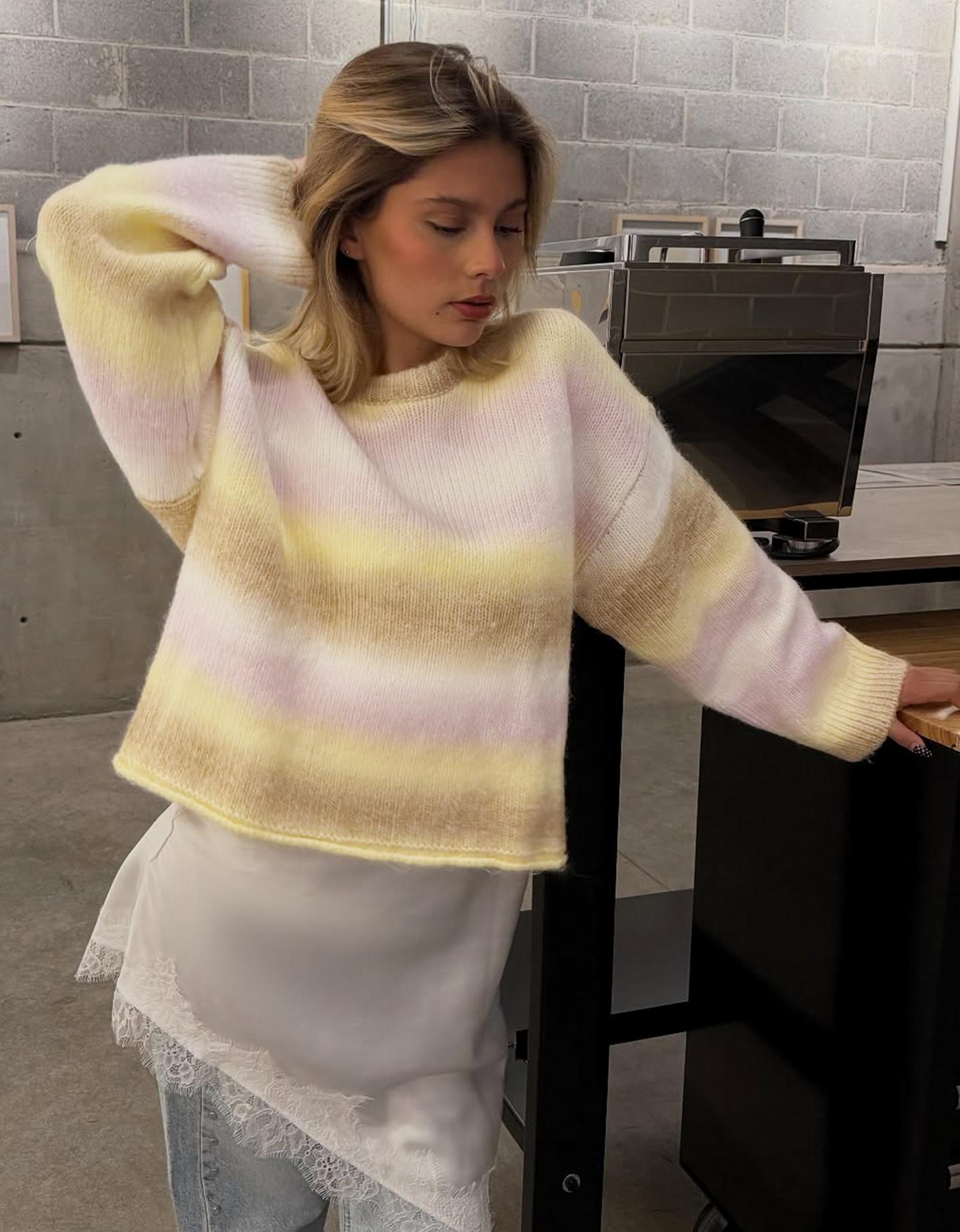 Bershka Bunter Strickpullover Damen Xs Rosa von Bershka