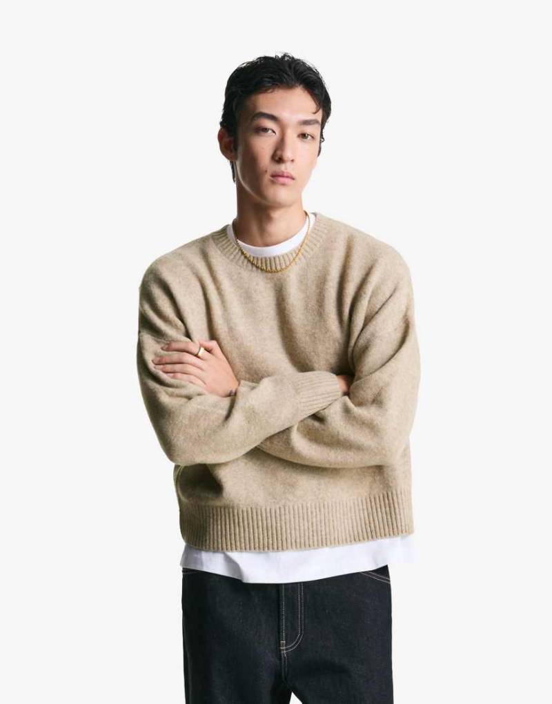 Bershka - Cropped-Pullover in Camel-Neutral von Bershka