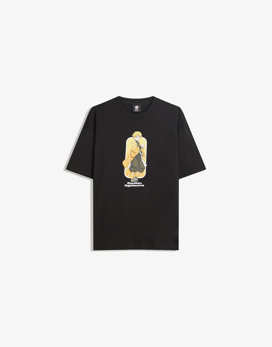Bershka - Demon Slayer - Kurzärmliges T-Shirt in Schwarz von Bershka