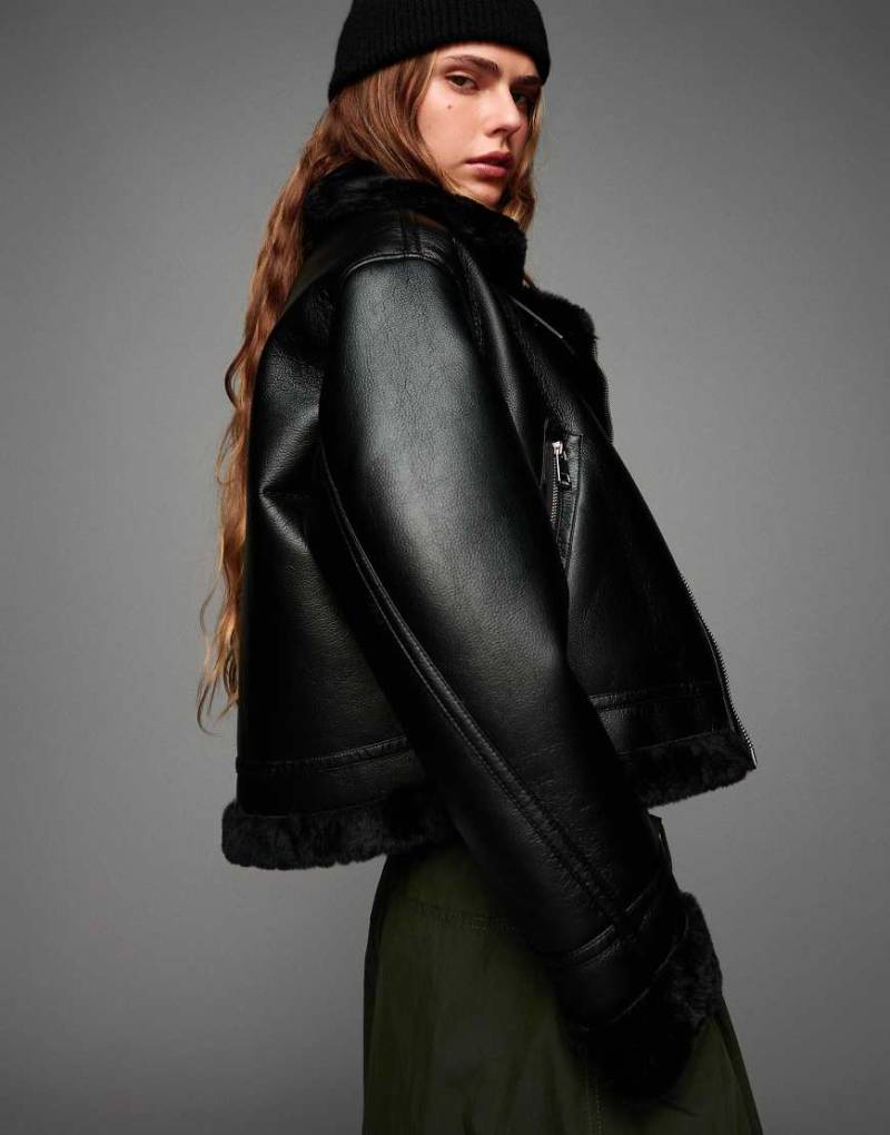 Bershka - Doubleface-Jacke in Schwarz von Bershka