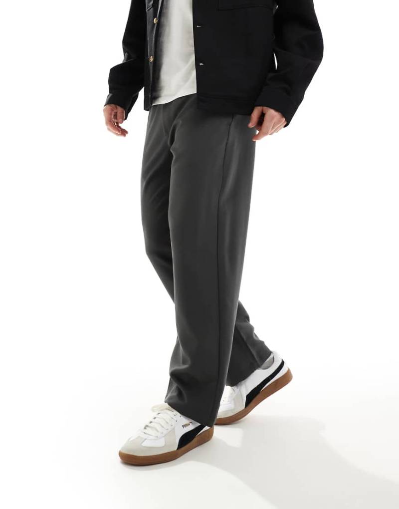 Bershka - Elegante Hose in Anthrazit mit weitem Bein-Grau von Bershka