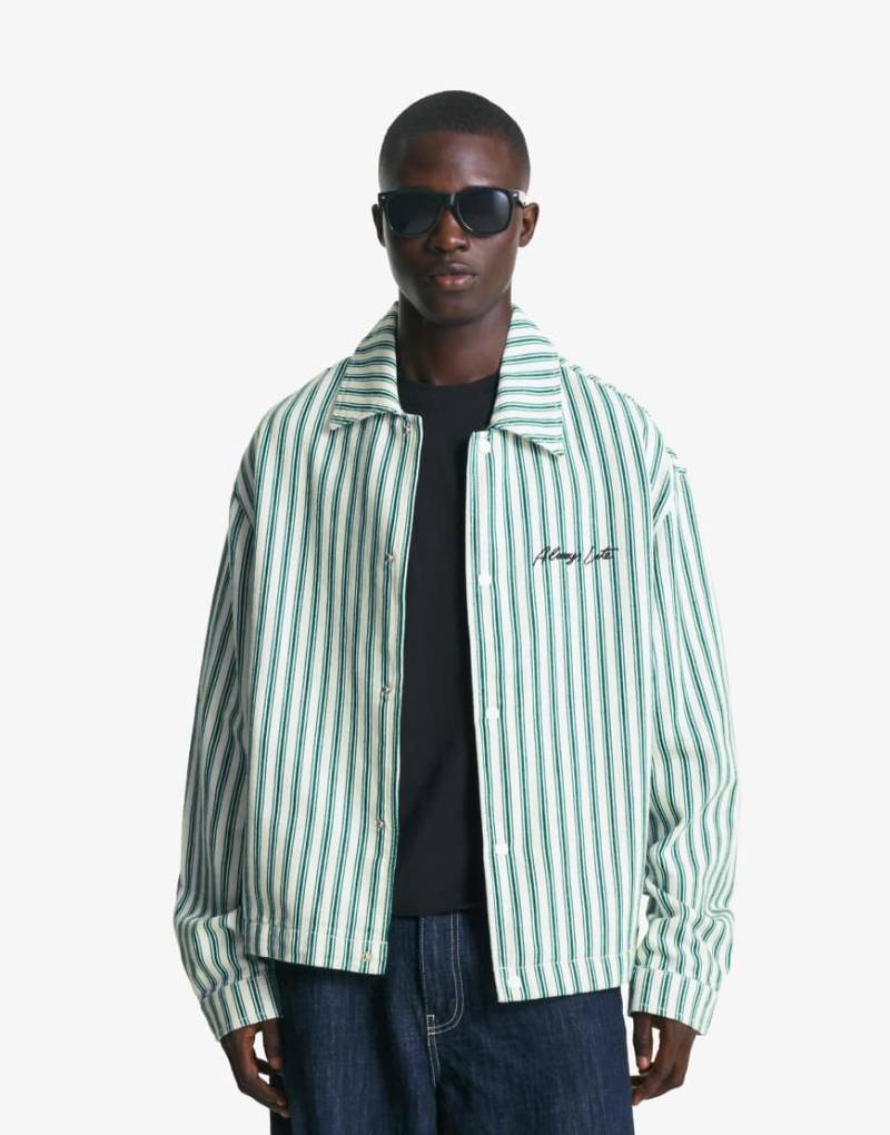 Bershka - Jacke in Grün gestreift mit Stickerei von Bershka