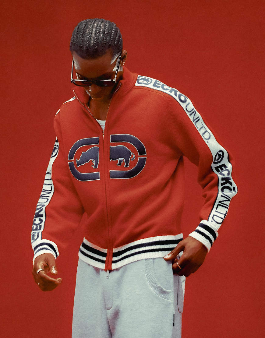 Bershka - Jacke in Rot mit „Ecko unltd"-Schriftzug von Bershka