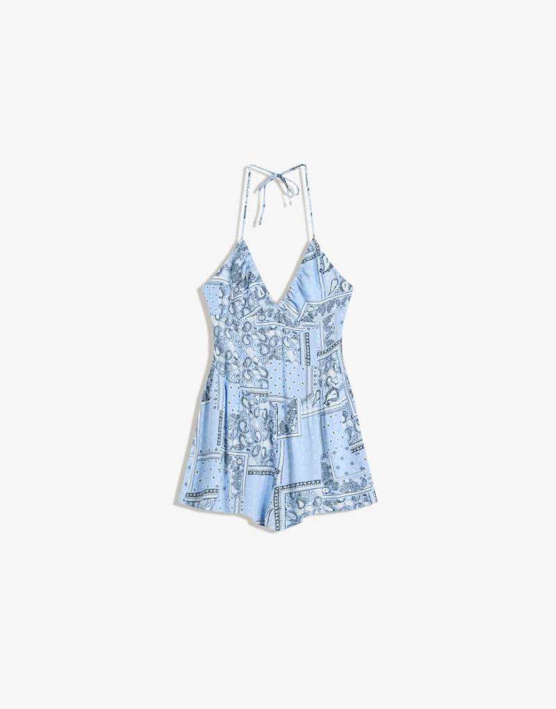Bershka - Jumpsuit in Hellblau mit Trägern von Bershka