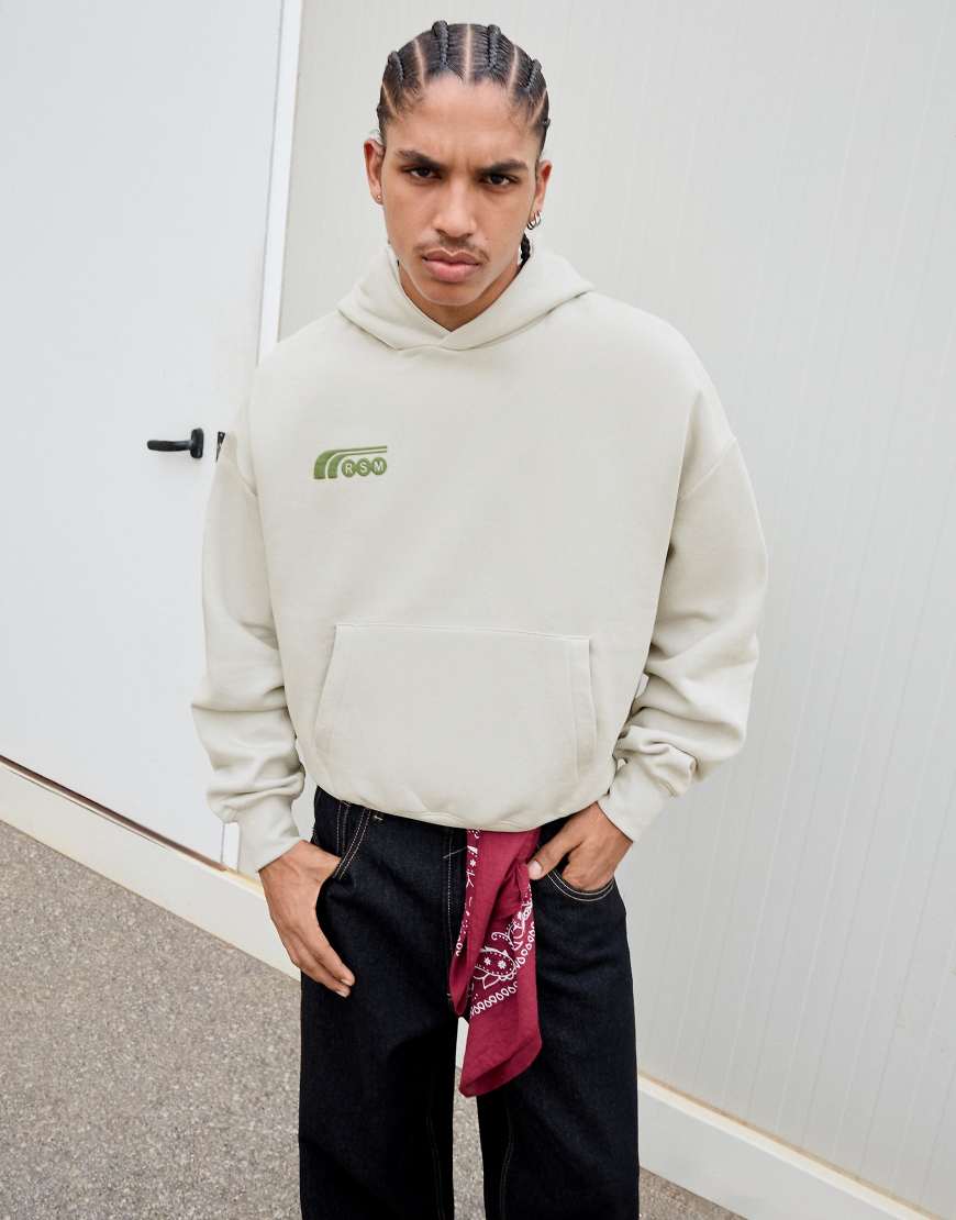 Bershka - Kapuzenpullover in Beige mit Print-Neutral von Bershka