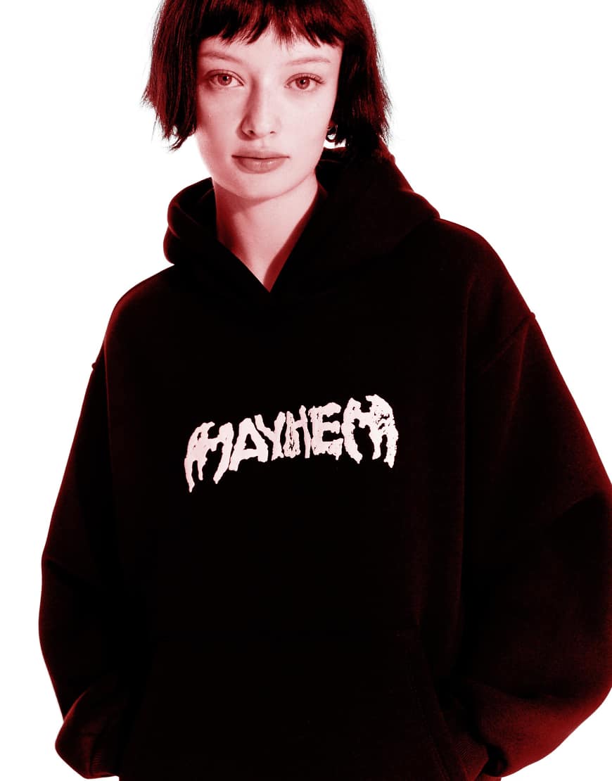 Bershka - Kapuzenpullover in Schwarz mit Lady Gaga Print von Bershka