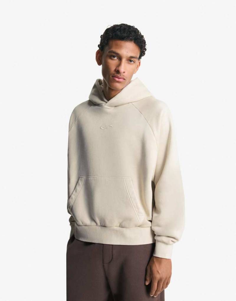 Bershka - Kastiger Kapuzenpullover in Beige-Neutral von Bershka