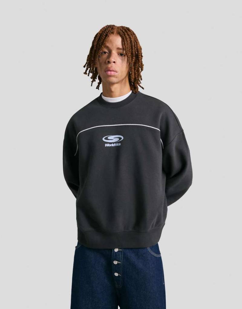 Bershka - Kastiges Sweatshirt in Blau mit Print von Bershka