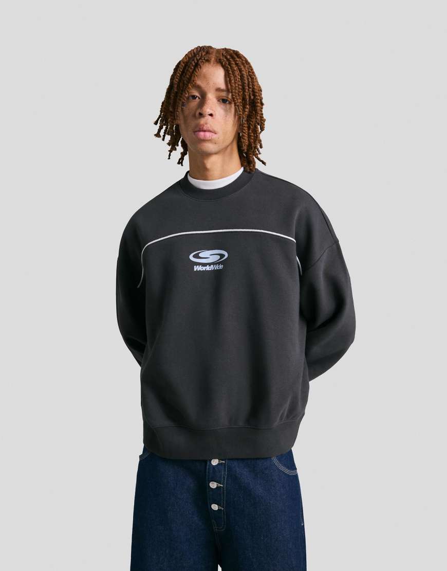 Bershka - Kastiges Sweatshirt in Blau mit Print von Bershka