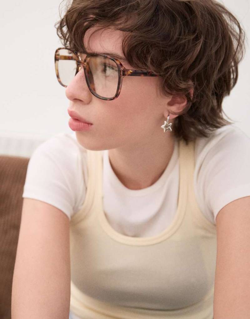 Bershka - Kunstharz-Brille in Braun mit Blaulichtfilter-Brown von Bershka