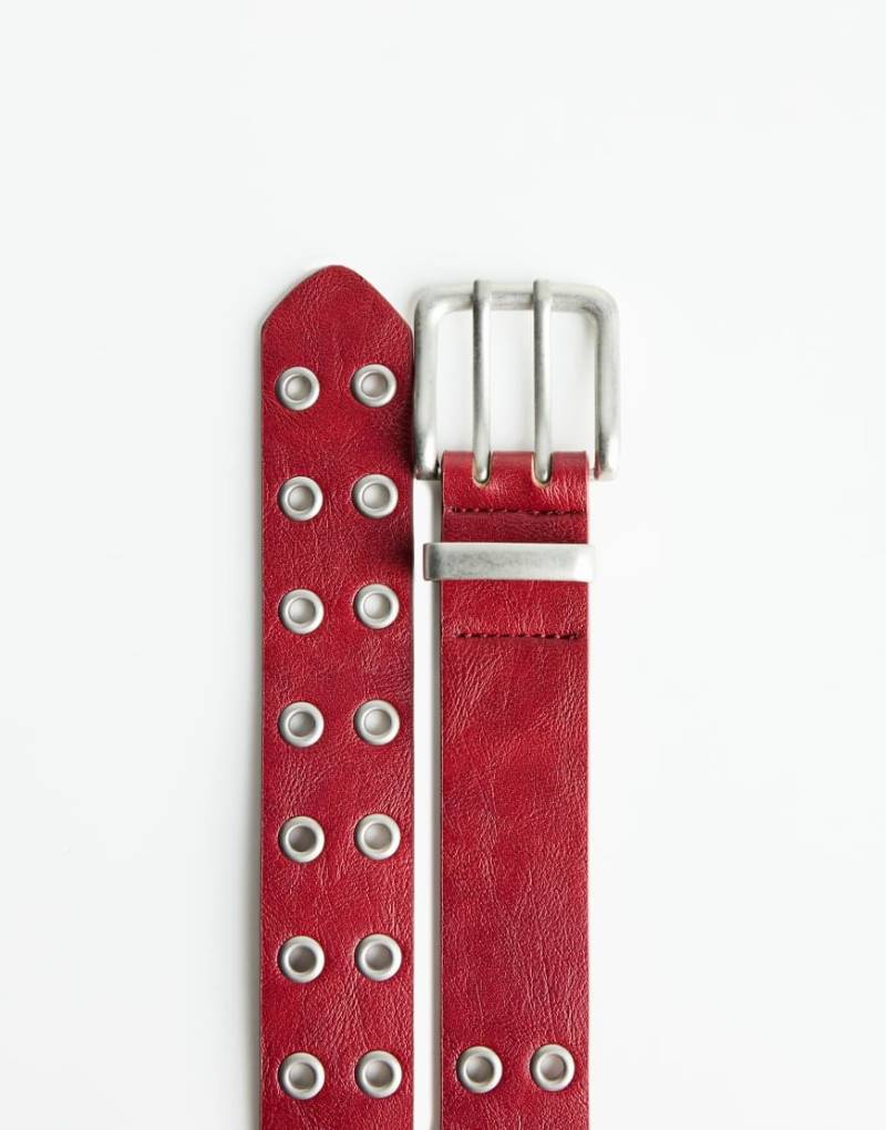 Bershka - Kunstleder-Gürtel in Rot mit Ösen von Bershka