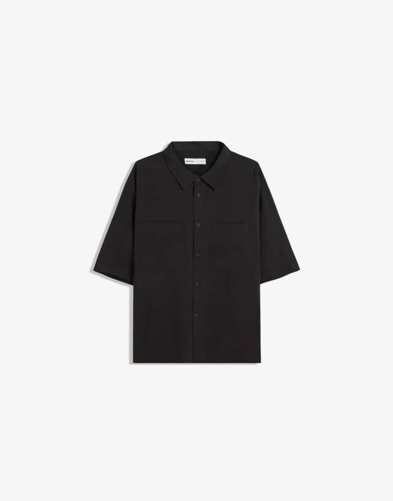 Bershka - Kurzärmliges, kastiges Hemd in Schwarz von Bershka