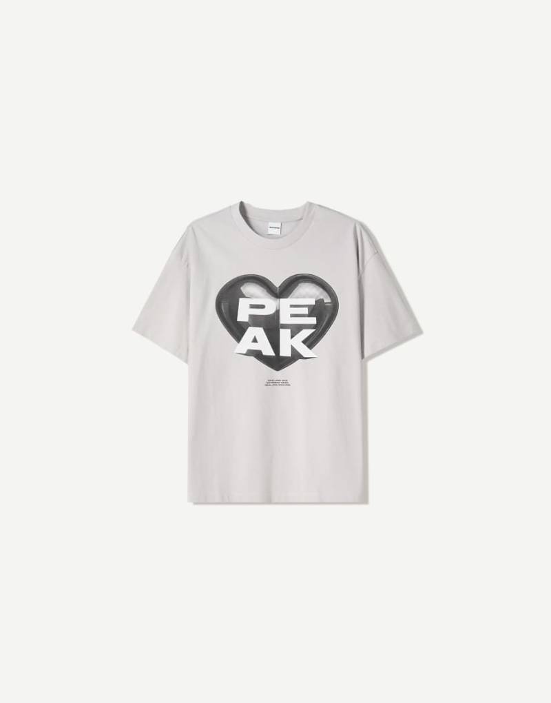 Bershka - Kurzärmliges T-Shirt in Grau mit Print Bershka - Kurzärmliges T-Shirt in Grau mit Print von Bershka