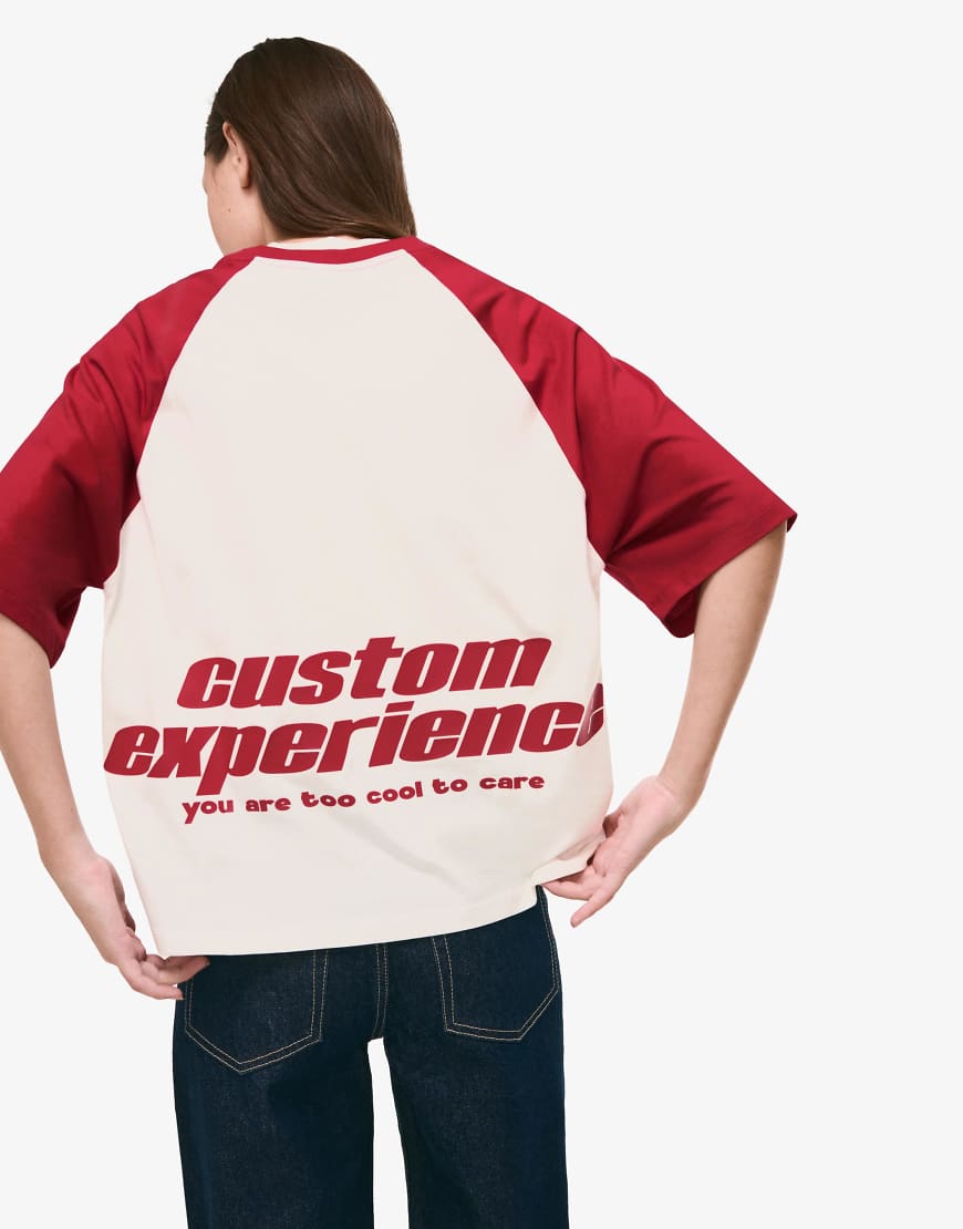 Bershka - Kurzärmliges T-Shirt in Rot mit Print von Bershka