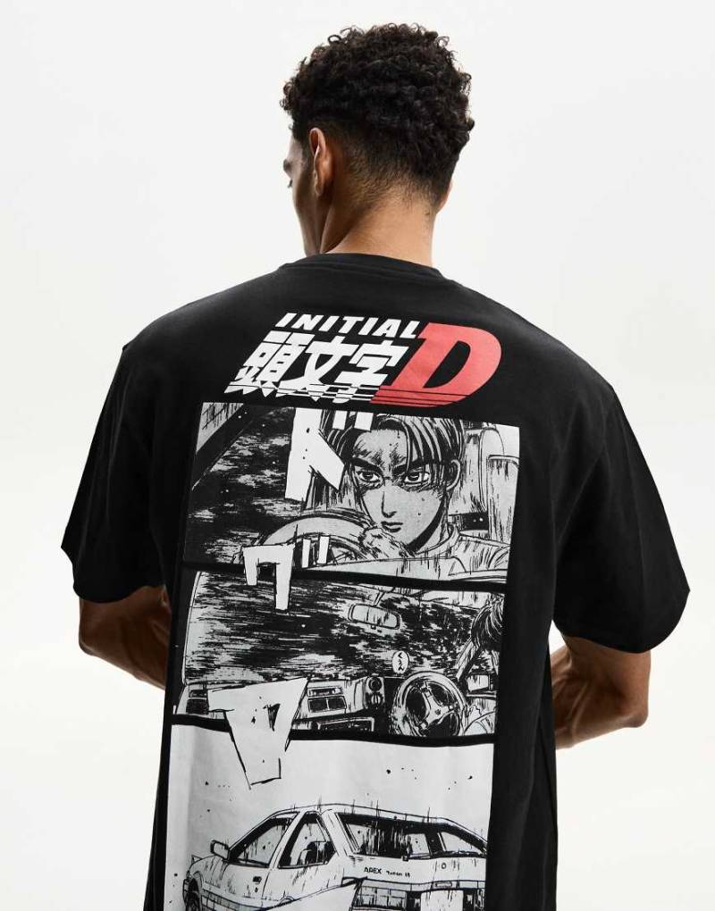 Bershka - Kurzärmliges T-Shirt in Schwarz mit „Initial D"-Print Bershka - Kurzärmliges T-Shirt in Schwarz mit „Initial D"-Print von Bershka