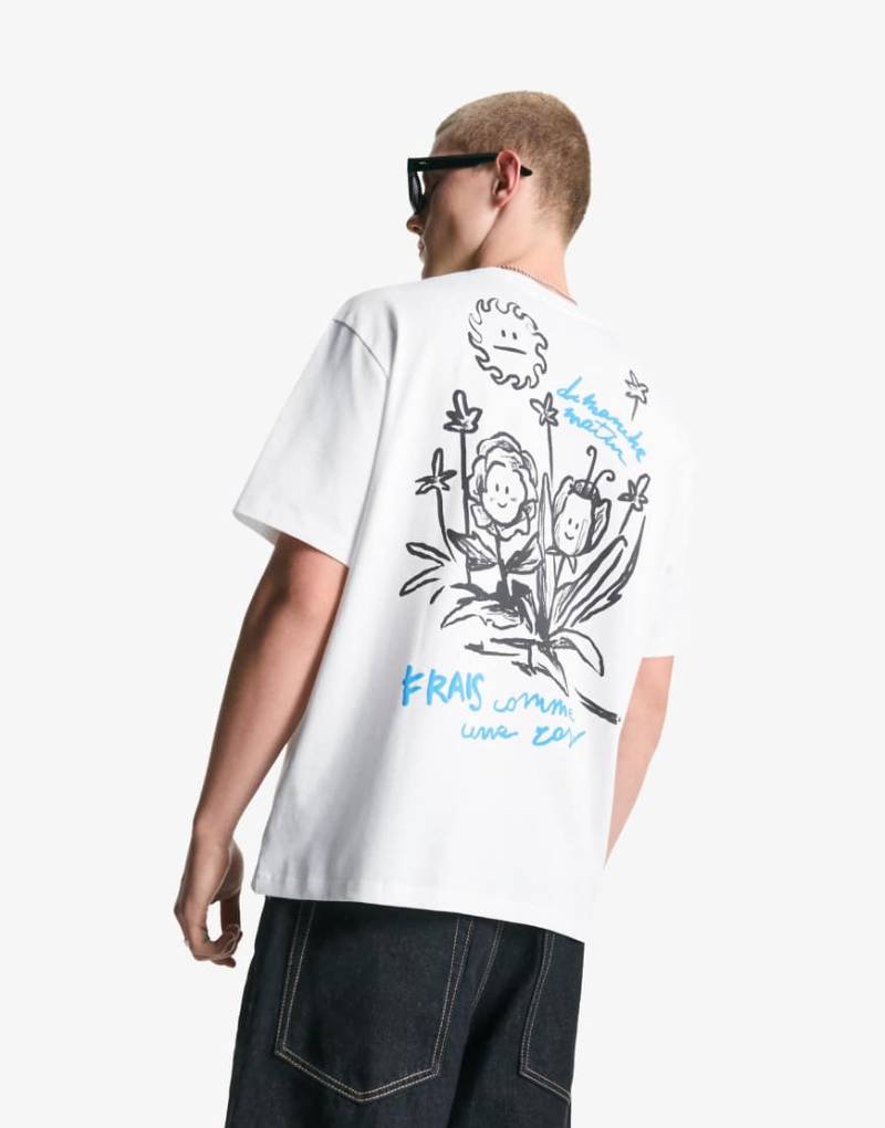 Bershka - Kurzärmliges T-Shirt in Weiß mit Print Bershka - Kurzärmliges T-Shirt in Weiß mit Print von Bershka