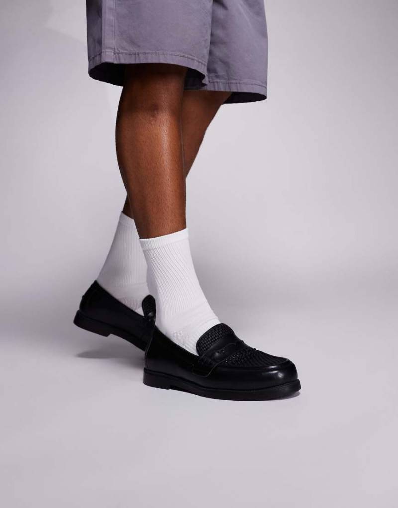 Bershka - Loafer in Schwarz mit geflochtenem Detail von Bershka