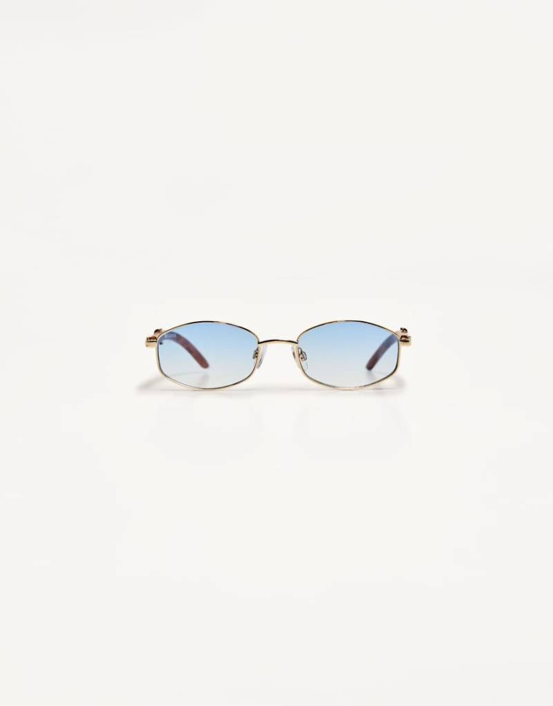 Bershka - Metallic-Sonnenbrille in Schwarz-Blau von Bershka