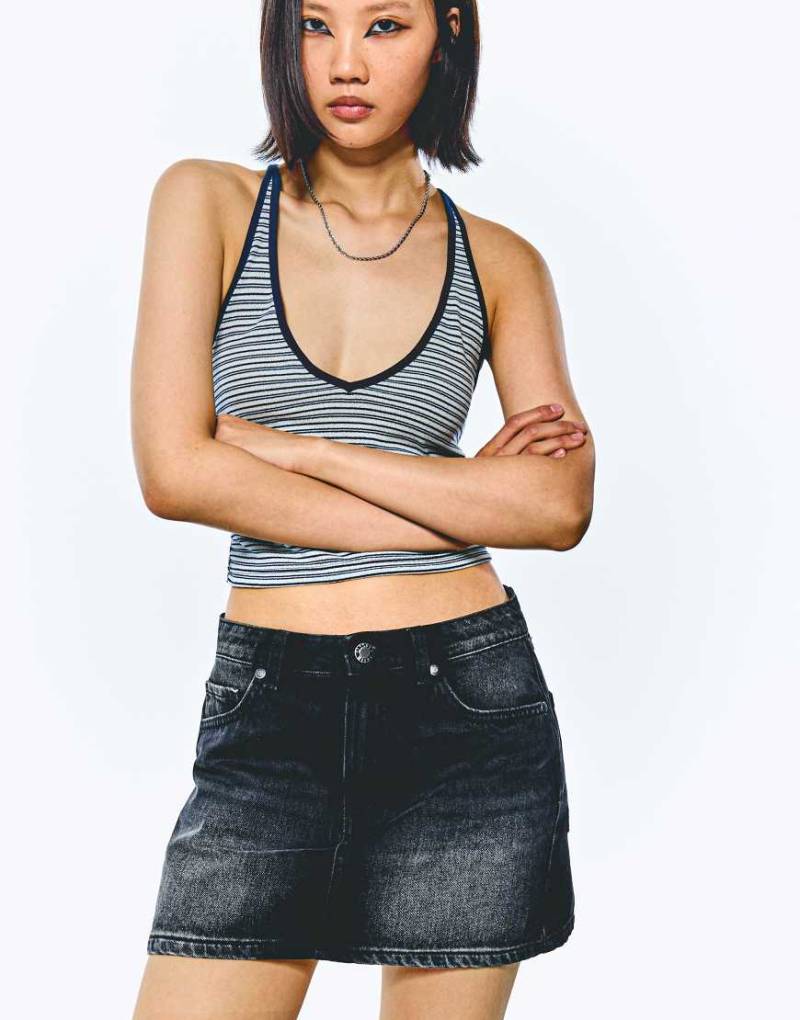 Bershka - Minirock aus Denim in Schwarz von Bershka