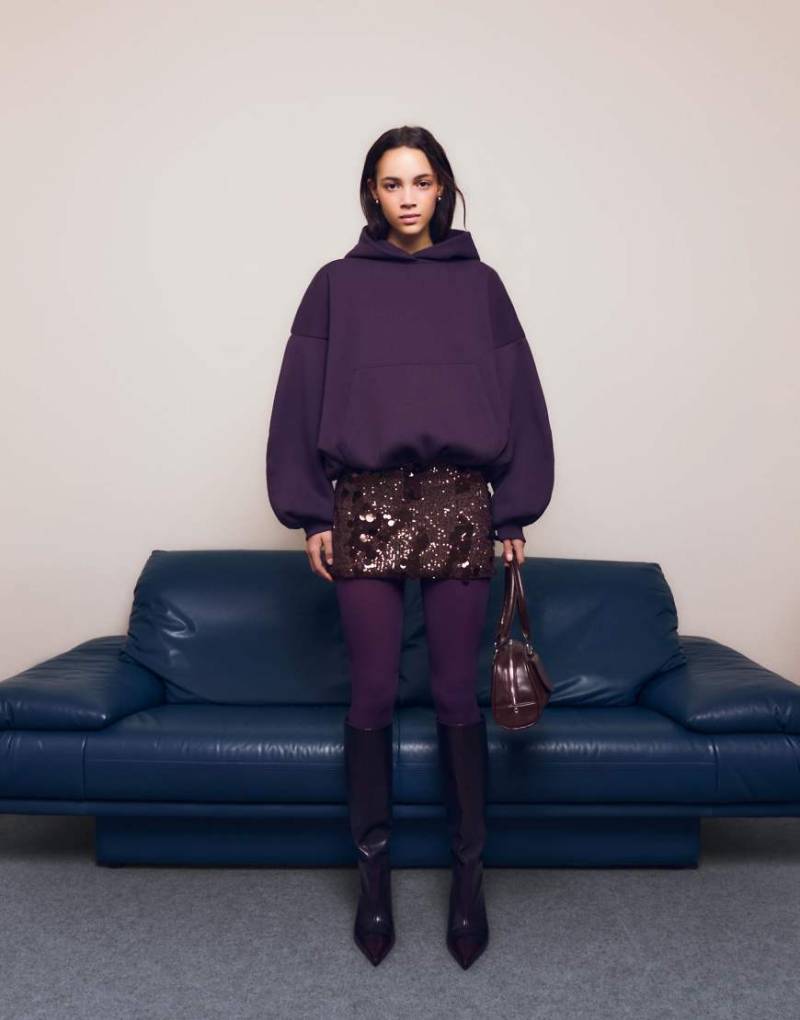 Bershka - Minirock in Braun mit Paillettenbesatz-Brown von Bershka