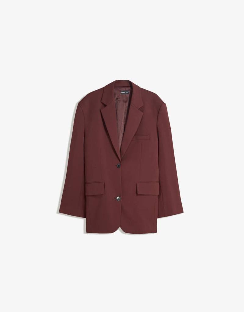 Bershka - Oversize-Blazer in Burgunderrot von Bershka