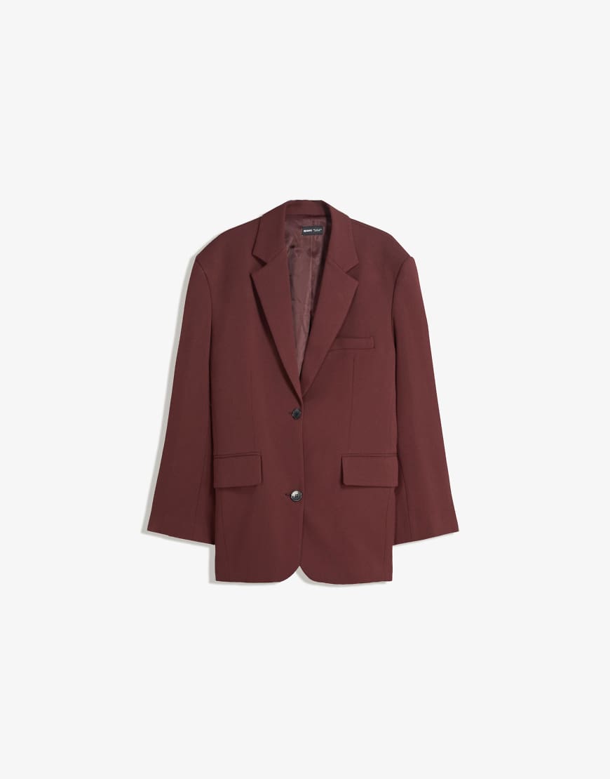 Bershka - Oversize-Blazer in Burgunderrot Bershka - Oversize-Blazer in Burgunderrot von Bershka