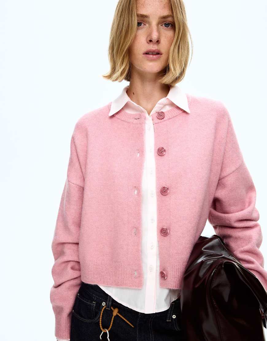 Bershka - Oversize-Pullover in Rosa mit geripptem Saum von Bershka